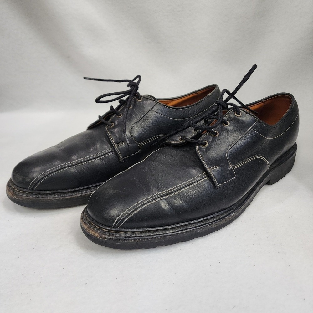 Allen Edmonds Mapleton Mens 11.5 B Derby Black Leather Bike Toe Dress Shoes